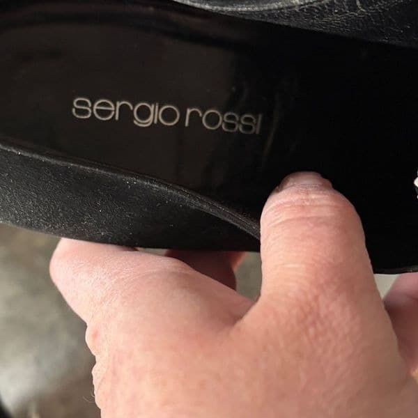 SERGIO ROSSI Ankle Bootie Black Suede Point Toe Slim Heel Zip O Ring 6.5 - Thumbnail 11