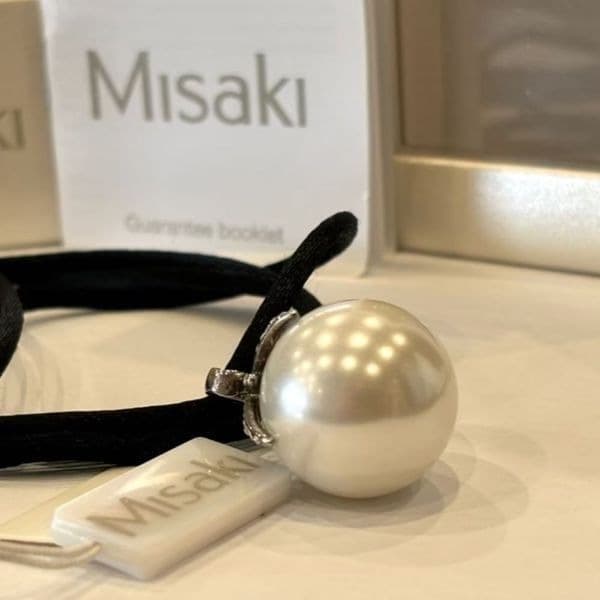 Vintage Misaki Pearl Pendant on satin string. - Thumbnail 3