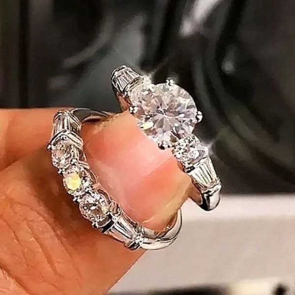 The WithThese Rings 925 Silver Ring W/White Sapphire Set sz 6 - Thumbnail 2