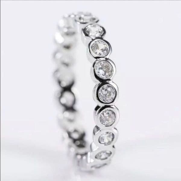 Restock!!The Brilliant Bezel eternity band with zircon in Sterling Silver sz 7 - Thumbnail 6