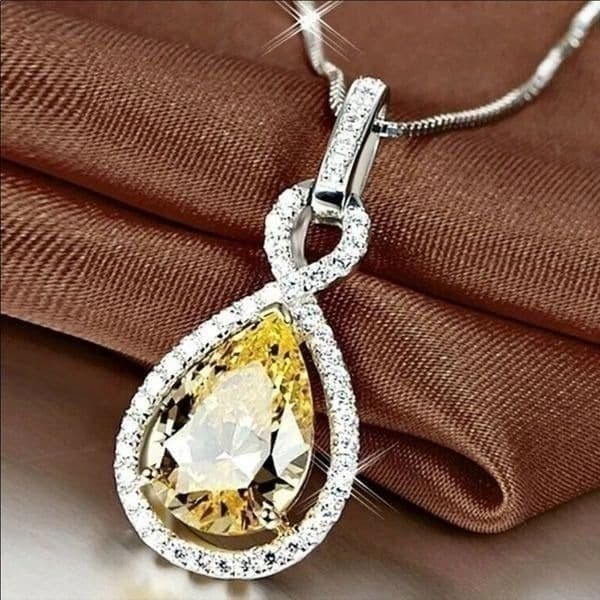 The Yellow Drip Citrine and 925 pendant necklace - Thumbnail 8