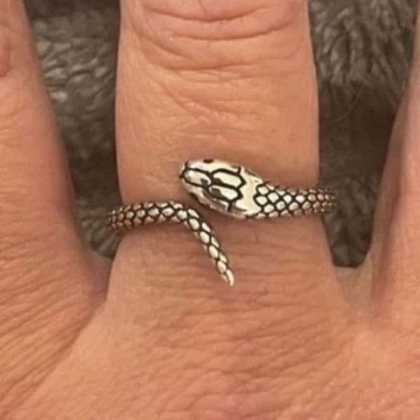 The Mini Serpent Ring adjustable in antiqued 925 silver - Thumbnail 7