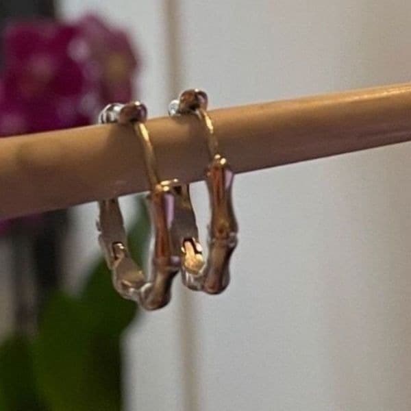 The Bamboo Beauty Dainty hoop earrings in 925 silver - Thumbnail 4