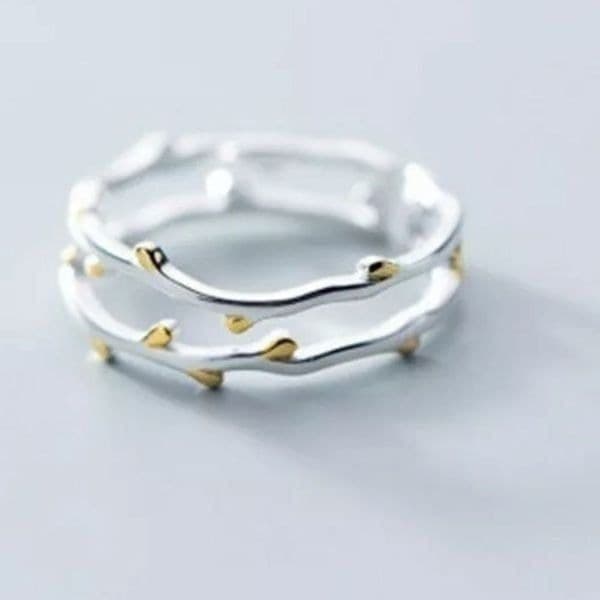 The Gold Leaf Ring in 925 silver adjustable size - Image 1