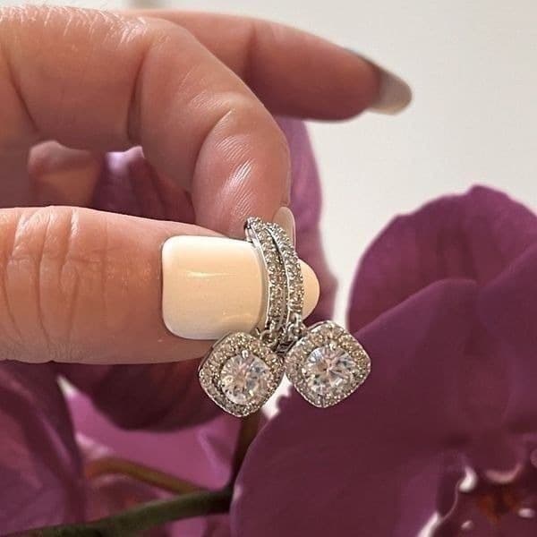 The Bling Bae 925 Silver Drop White Sapphire Earrings - Thumbnail 3