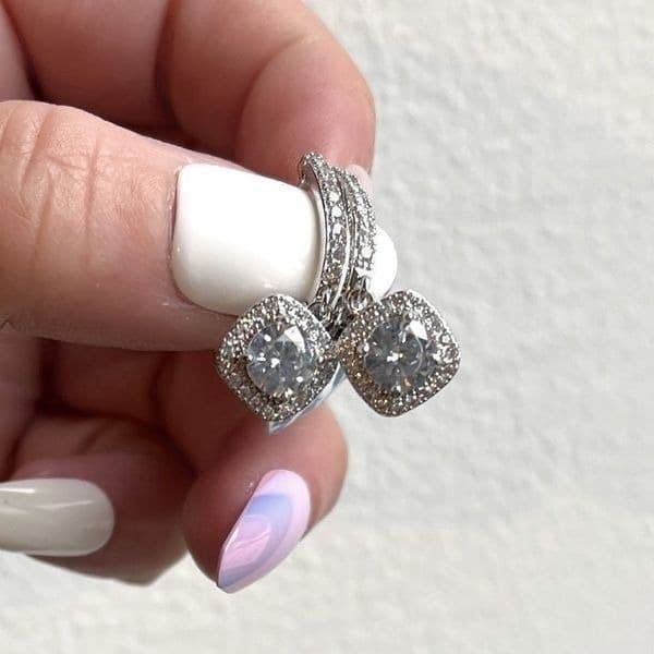 The Bling Bae 925 Silver Drop White Sapphire Earrings - Thumbnail 5