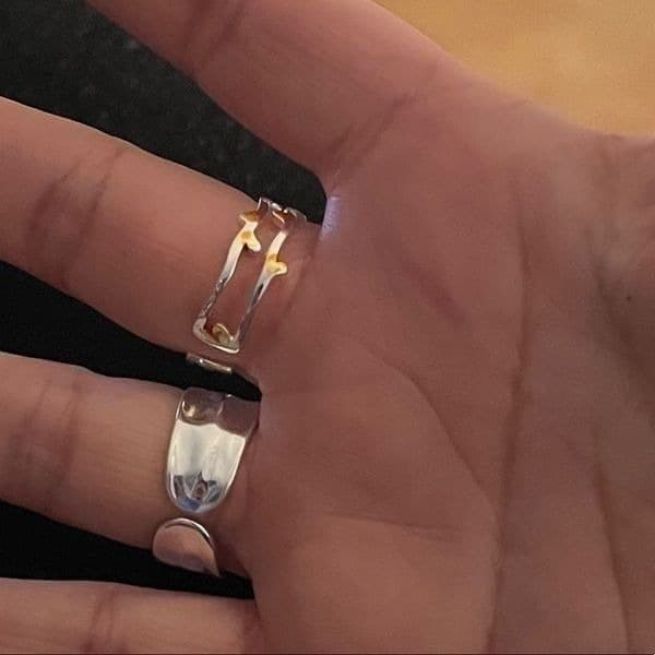The Gold Leaf Ring in 925 silver adjustable size - Thumbnail 7