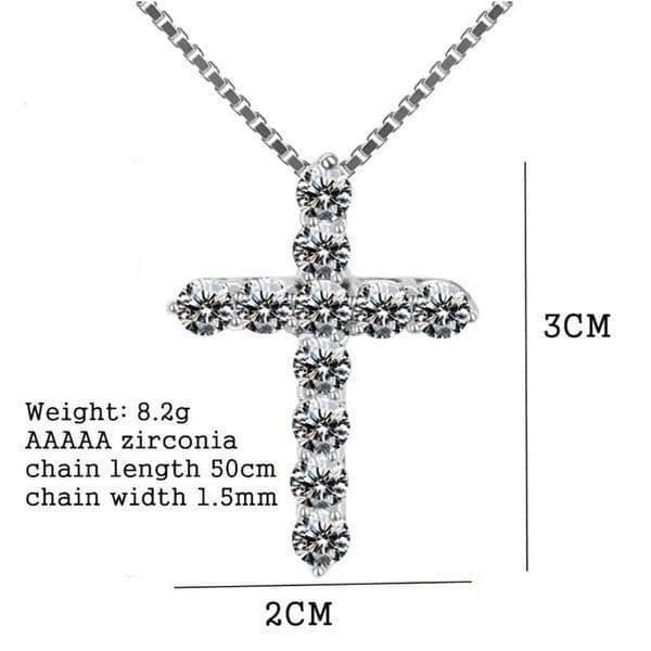 The Classic Cross Pendant Necklace in sterling silver and cubic zirconia - Thumbnail 3