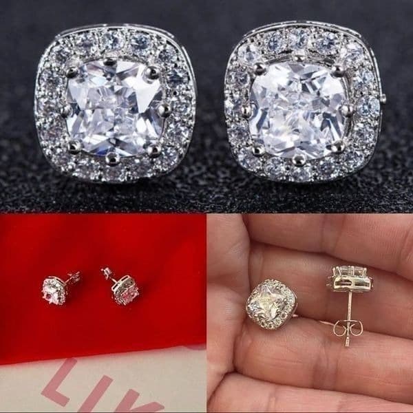 Last pair!Classic zircon studs in Sterling Silver - Thumbnail 4