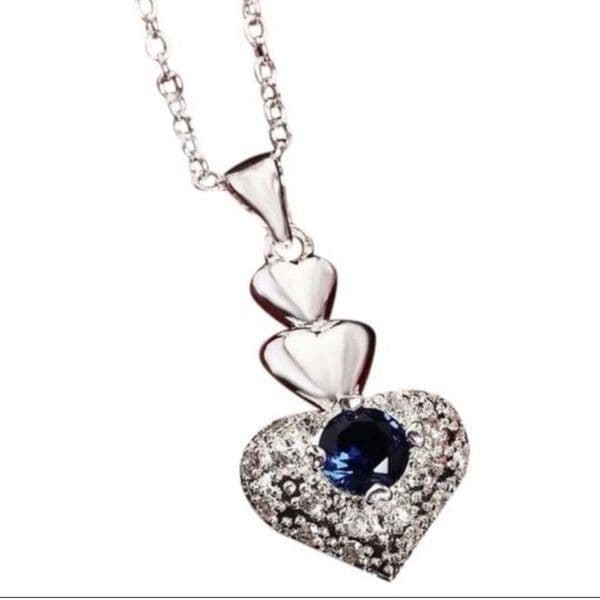 The Something Blue Heart pendant necklace in sapphire and 925 - Thumbnail 2