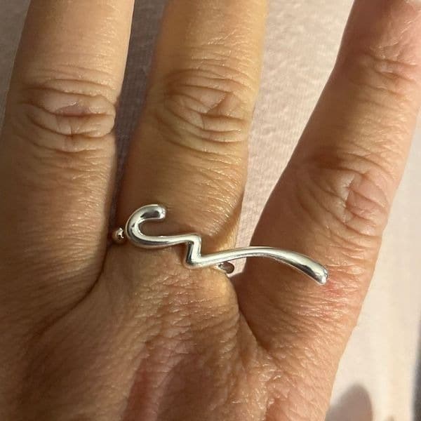 The Irregular Signature 2 finger Ring in Silver - Thumbnail 2