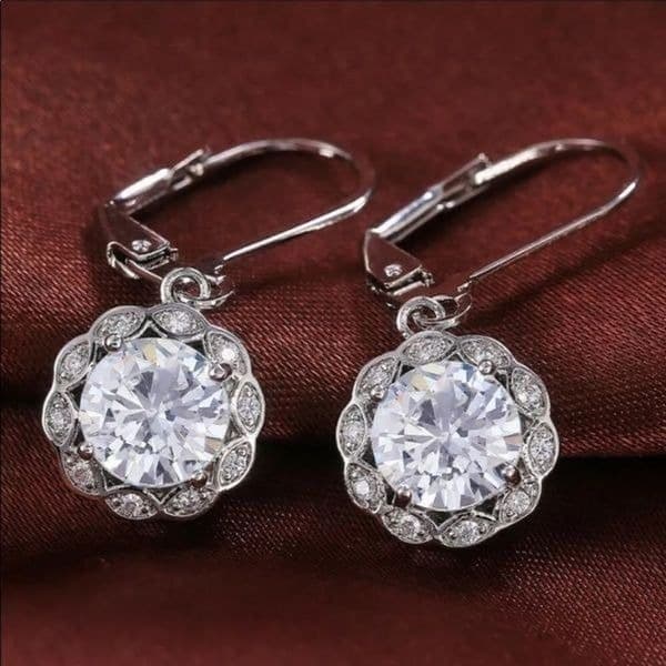 The Karma Earrings 925/White Sapphire Drop earrings - Thumbnail 3