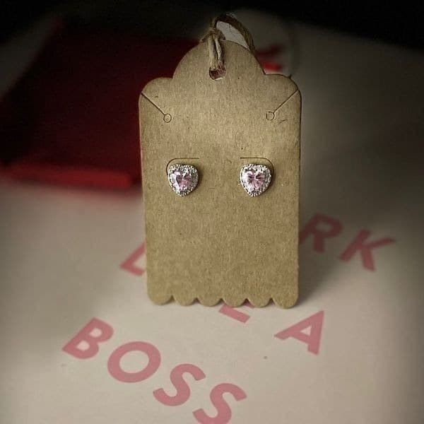 The Pink Kiss heart Stud Silver 925 earrings - Thumbnail 8