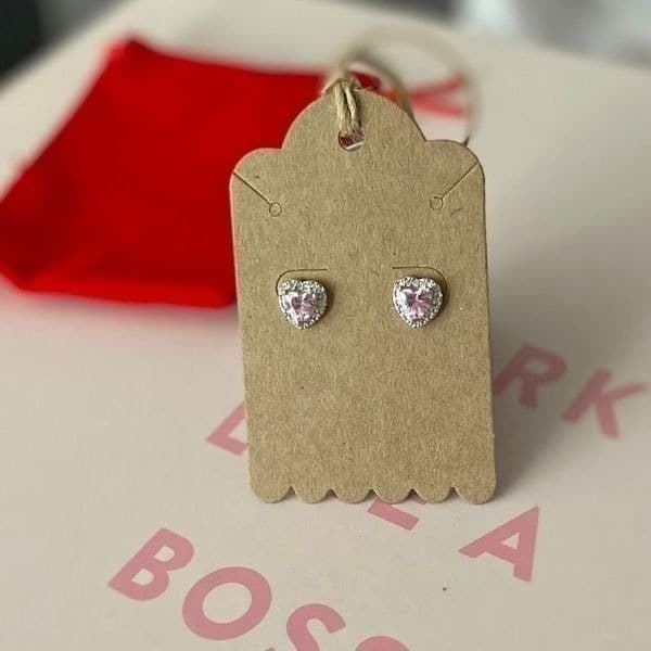 The Pink Kiss heart Stud Silver 925 earrings - Thumbnail 7