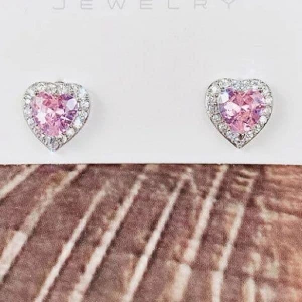 The Pink Kiss heart Stud Silver 925 earrings - Thumbnail 10