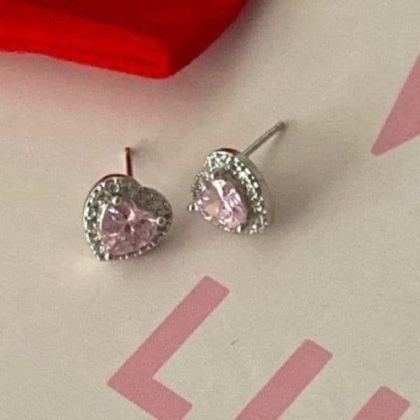 The Pink Kiss heart Stud Silver 925 earrings - Thumbnail 6