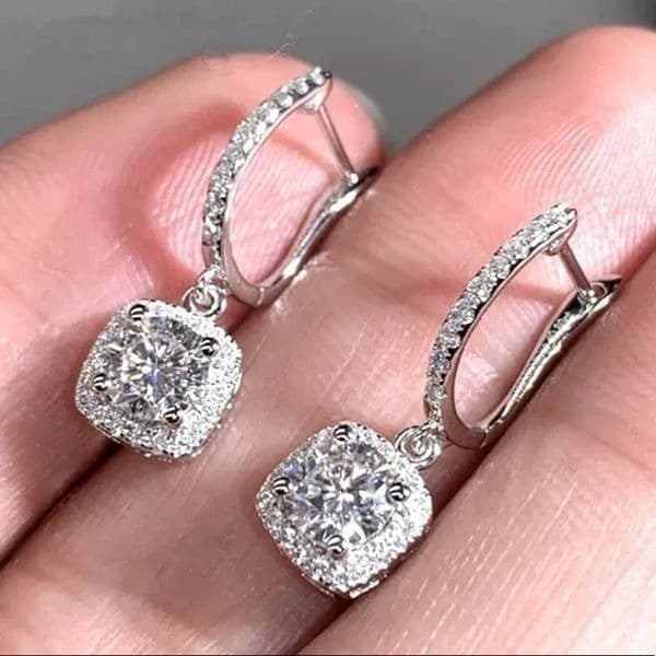 The Bling Bae 925 Silver Drop White Sapphire Earrings - Thumbnail 4