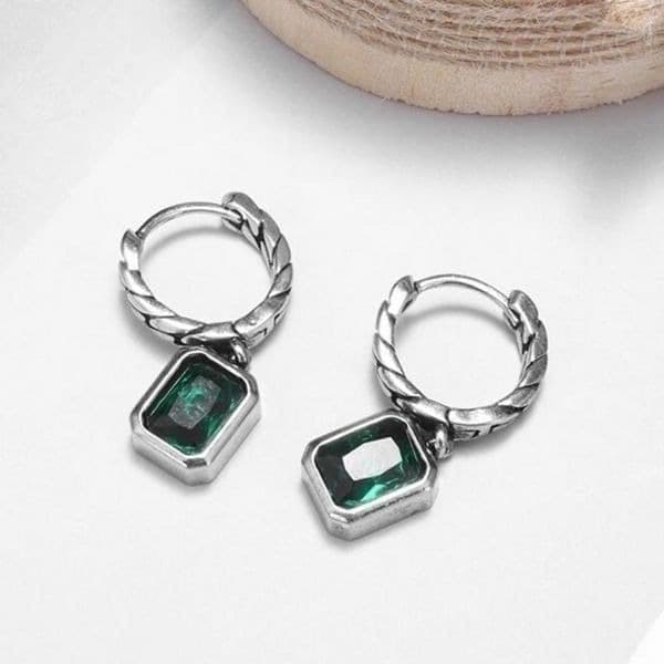 The Emerald Punk Rock drop earrings in 925 silver - Image 1