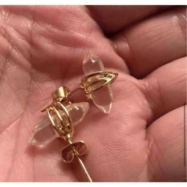 The Crystal Dream Gold plated wrapped lab created sapphire earrings - Thumbnail 2