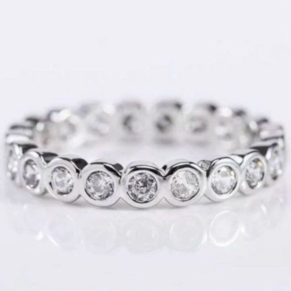 The Brilliant Bezel eternity band with zircon in Sterling Silver sz 10 - Image 1