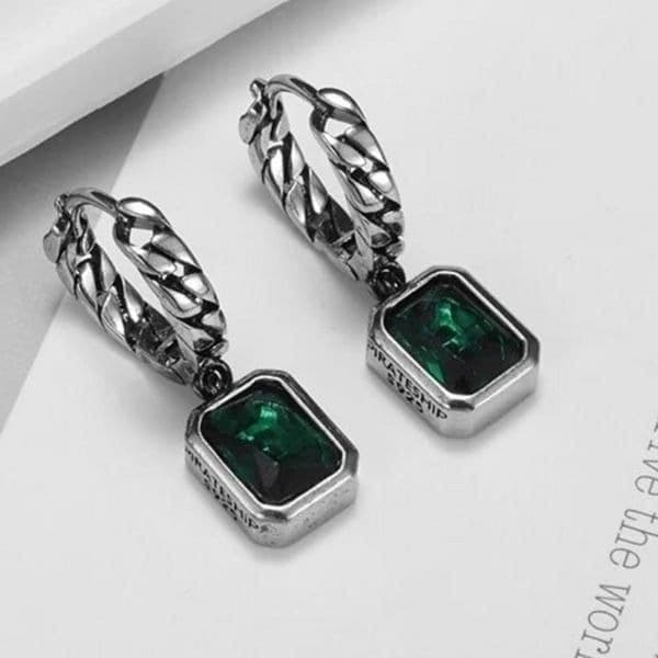 The Emerald Punk Rock drop earrings in 925 silver - Thumbnail 8