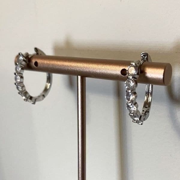 The Edie 925 Silver Hoop Earrings w White Sapphire - Thumbnail 2