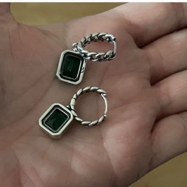 The Emerald Punk Rock drop earrings in 925 silver - Thumbnail 10