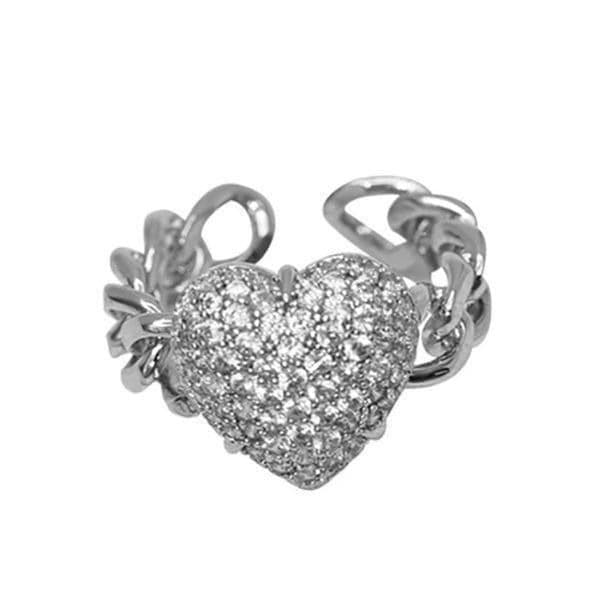 The Open Heart Ring adjustable link ring in 925 - Thumbnail 4