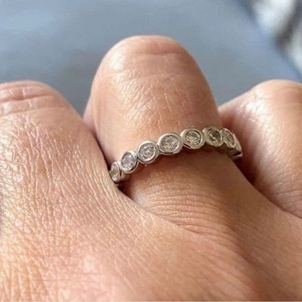 The Brilliant Bezel eternity band with zircon in Sterling Silver sz 10 - Thumbnail 6