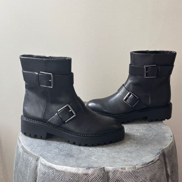 Nordstrom Black Macombs Water Resistant Moto Boot sz 6.5 - Thumbnail 4