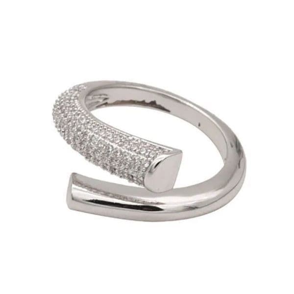 The Modern Bypass Ring with cubic zirconia in silver - Thumbnail 4