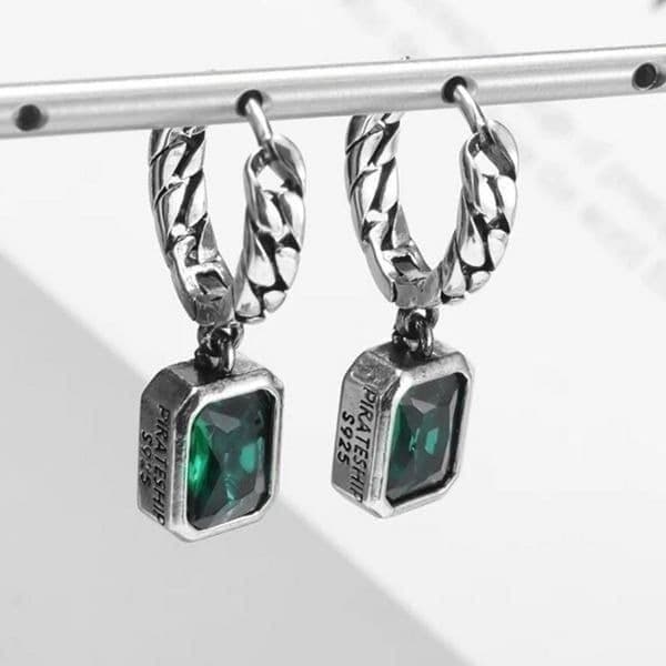 The Emerald Punk Rock drop earrings in 925 silver - Thumbnail 7