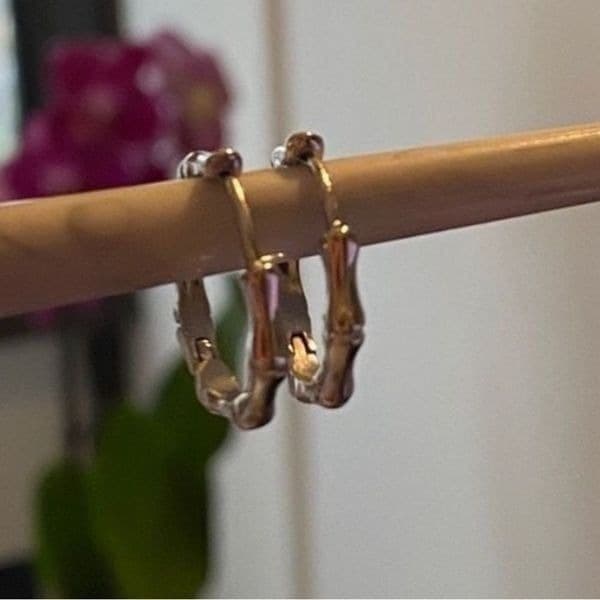 The Bamboo Beauty Dainty hoop earrings in 925 silver - Thumbnail 2