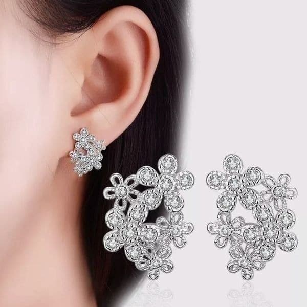 The Cluster Lovely sterling silver & Zircon flower earrings - Image 1