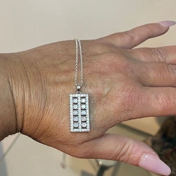 The Ravishing Rectangle pendant necklace in 925 silver and cubic zirconia - Thumbnail 6