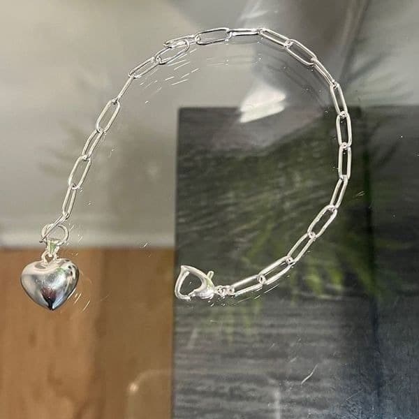 The LOVE Heart Pendant & clasp link bracelet in 925 - Thumbnail 2