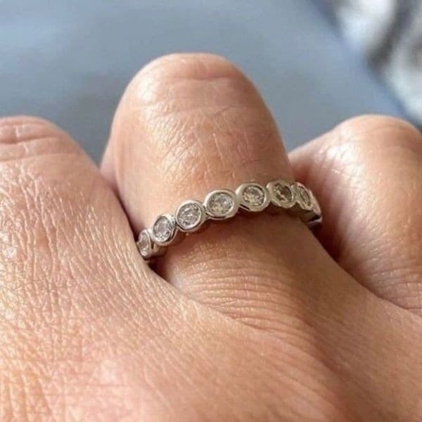 The Brilliant Bezel eternity band with zircon in Sterling Silver sz 5 - Thumbnail 6