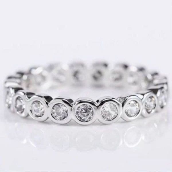 The Brilliant Bezel eternity band with zircon in Sterling Silver sz 5 - Image 1