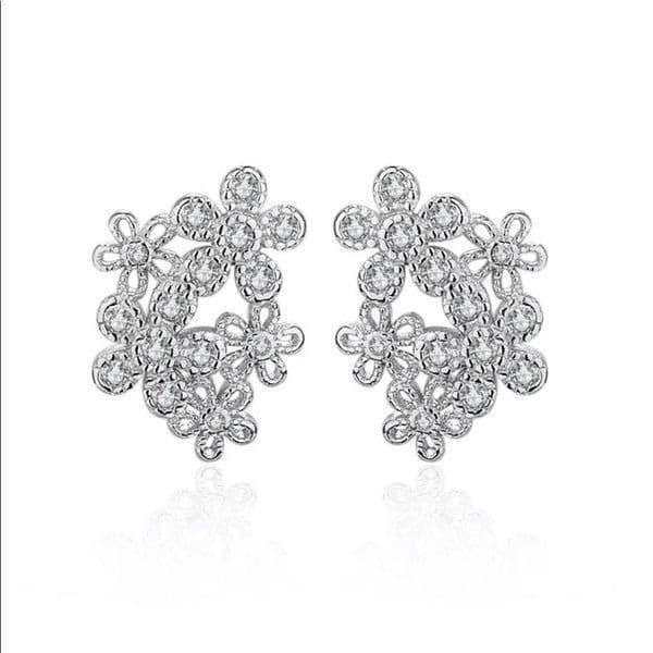 The Cluster Lovely sterling silver & Zircon flower earrings - Thumbnail 4