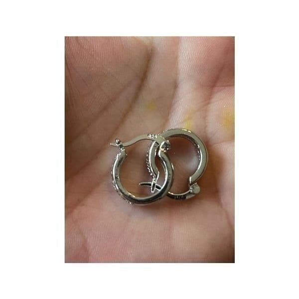 The Dainty Pink Hoop Earrings in cubic zirconia and 925 - Thumbnail 5