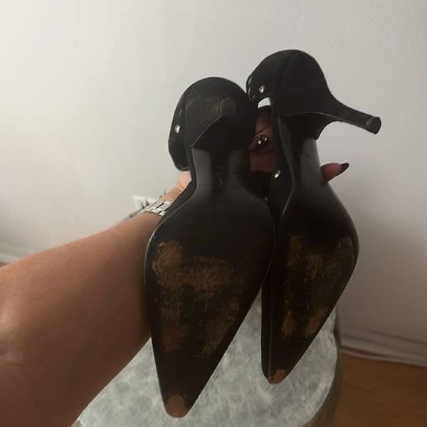 MOSCHINO Vintage black suede studded maryjane heels sz 36 - Thumbnail 6