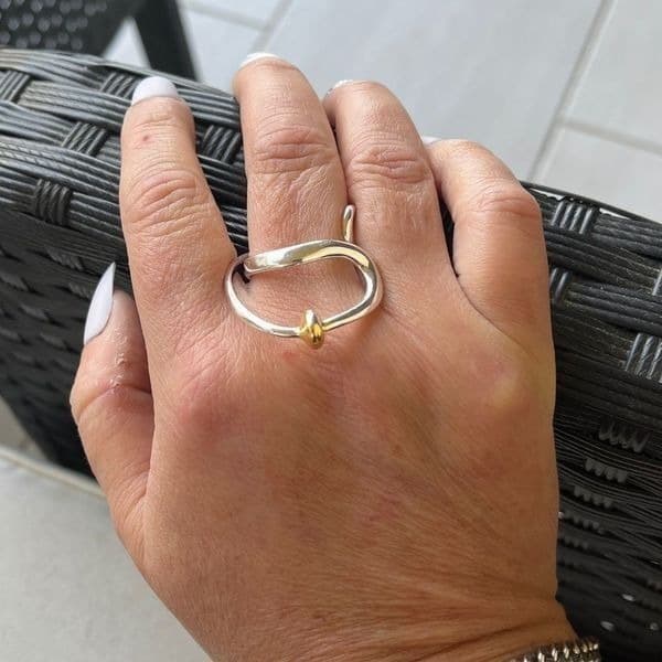 Restock! The Extra Abstract statement ring in 925 and gold plating. - Thumbnail 3