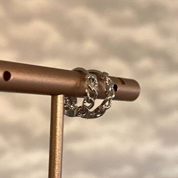 The Mini Chain Hoop dainty 925 silver huggie, hoop earrings. - Thumbnail 9