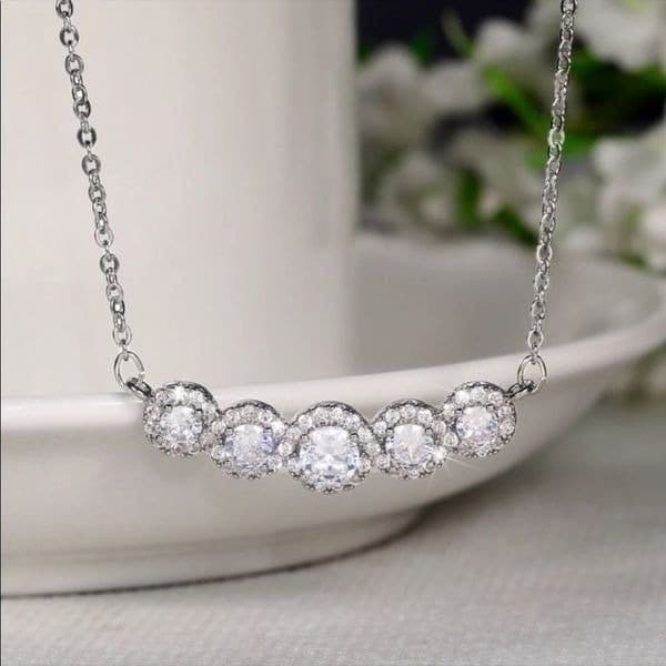 The Smith Cubic Zirconia and 925 Silver Pendants Necklace - Thumbnail 2