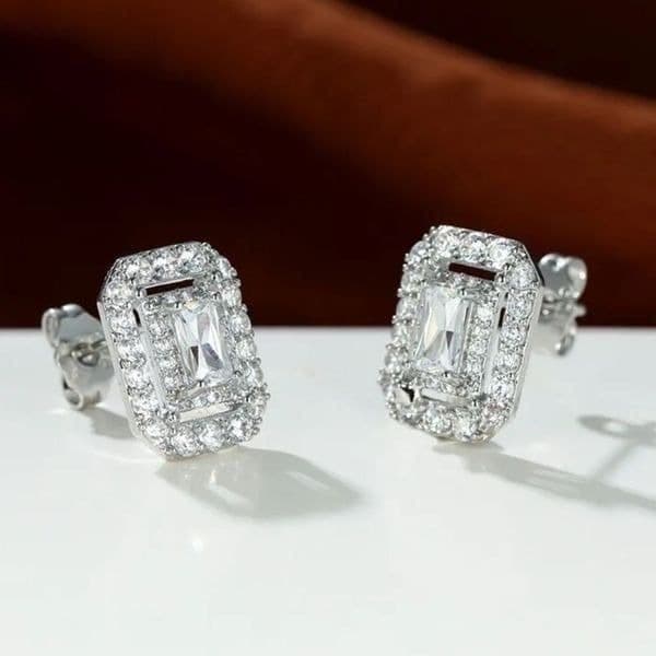 The Show Stopper Rectangular Cubic Zirconia and 925 earrings - Thumbnail 2