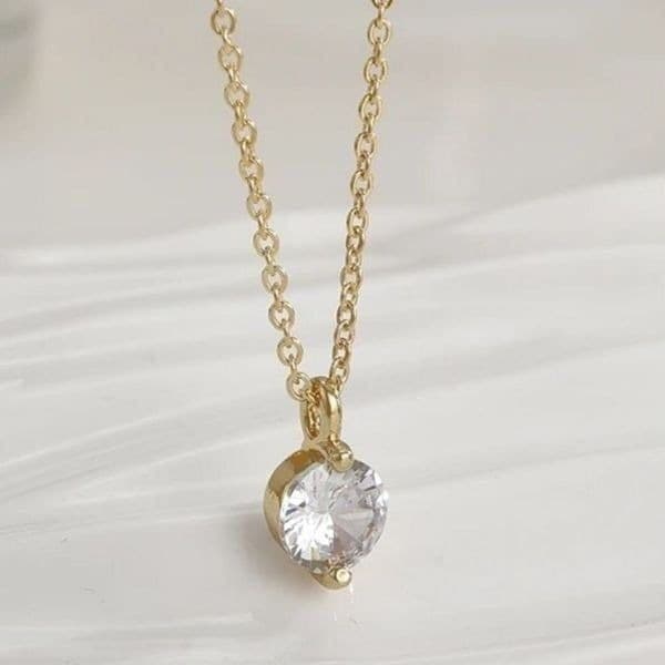 The Dainty Solitaire pendant necklace in gold - Image 1