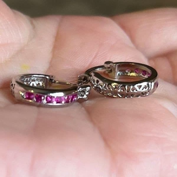 The Prize earrings in red rose noble crystal zircon & sterling Silver - Thumbnail 8