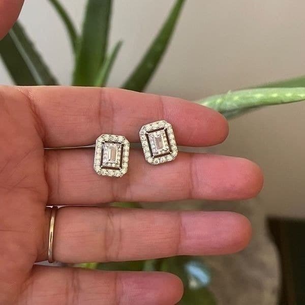 The Show Stopper Rectangular Cubic Zirconia and 925 earrings - Thumbnail 6