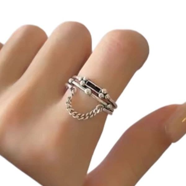 The mini chain adjustable ring in 925 silver - Thumbnail 7