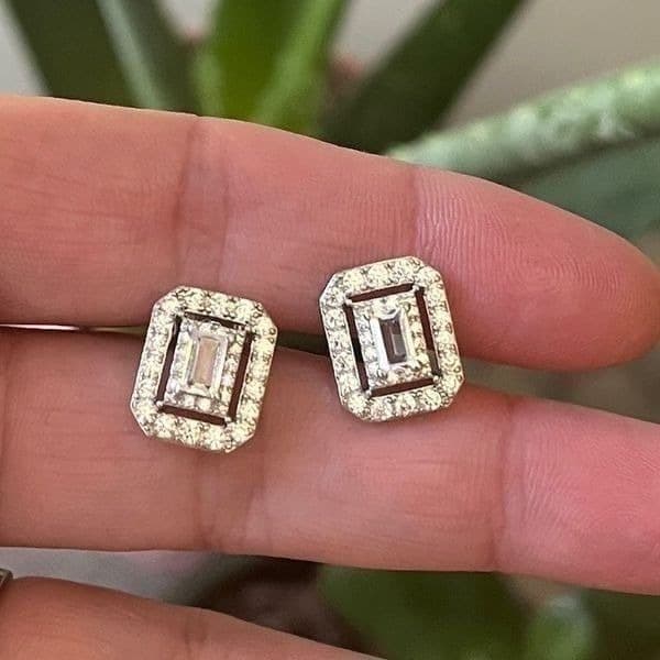 The Show Stopper Rectangular Cubic Zirconia and 925 earrings - Thumbnail 7